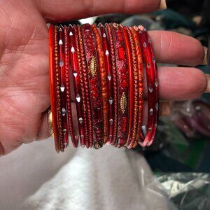 Lot of 17 Red Indian Bangles